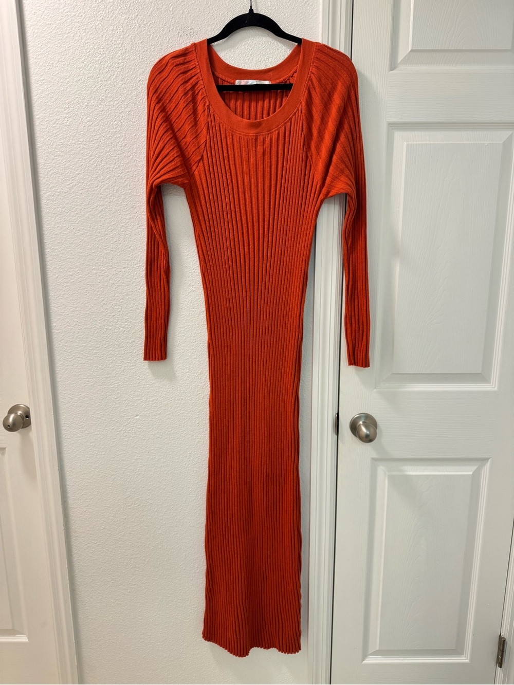 Free People Beach Walk About Ribbed Maxi Dress In Rust Ashore size M
